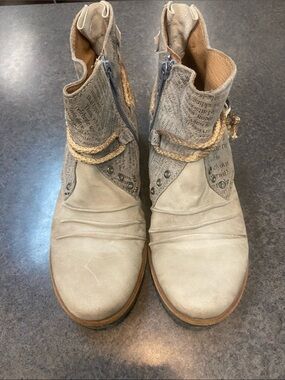 Women's Taupe Ankle Booties with Rope Detail